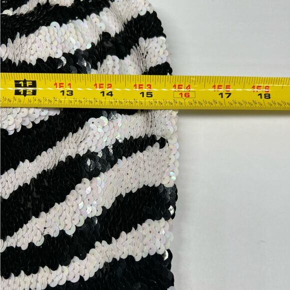 Sean sequin long strapless formal zebra print iridescent side slit prom - Picture 8 of 8